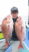 5月６日　午前・午後テンヤ・釣果　活きエビ！